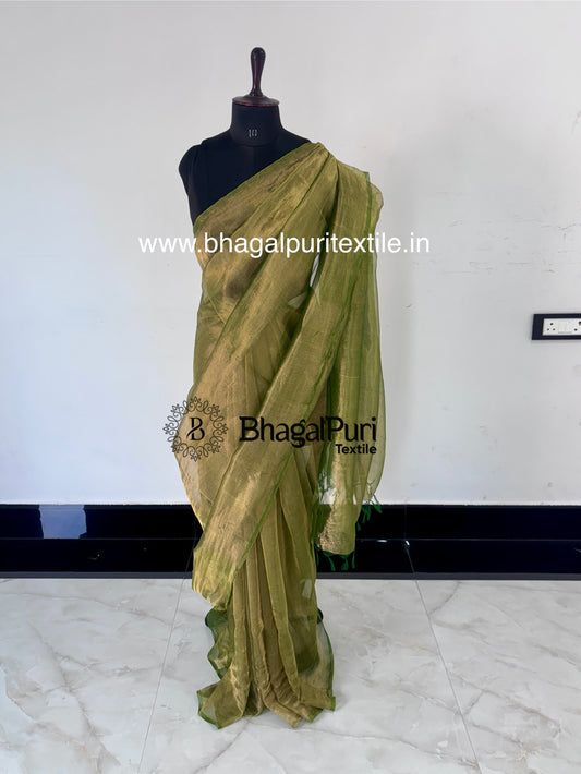 Green Tissue Silk Saree with Running Blouse