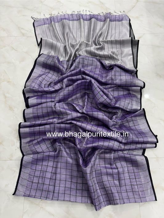 Woven Wishper Linen Tissue check saree