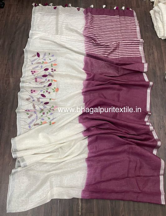 The Regal Blend Wine and White Double Tone Saree