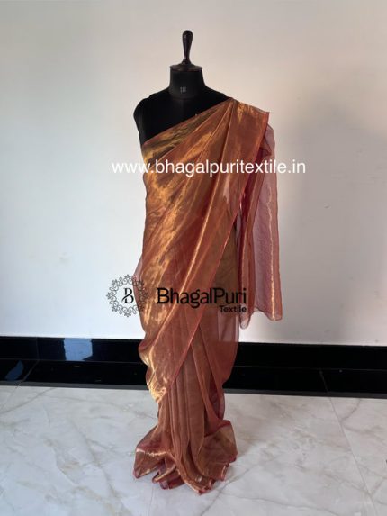 Noorja Red Tissue Silk Saree With Running Blouse 1M (Search code-1084)