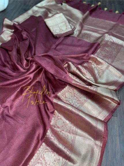Linen Silk Banarasi Saree Maroon(Search Code-10150)