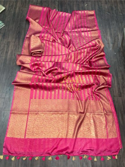 Banarasi Soft Silk Saree Pink (Search Code -1005)