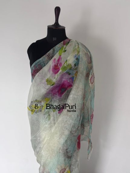 Garden of Dreams Organza Silk Digital print Saree (Search Code-1043)