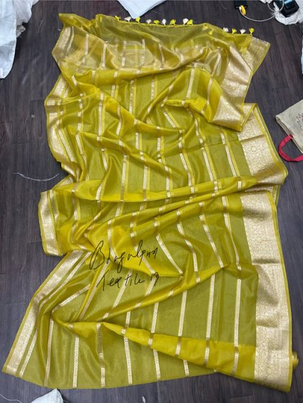 Banarasi Soft Silk Stripes Saree(Search Code-10145)