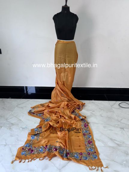 Pure Tussar Silk Saree with Digital Embroidery (Search Code-10162)