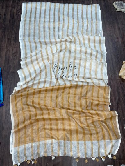 Linen Copper Stripes Saree(Search Code-10107)