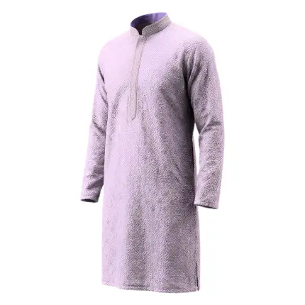 Men’s Premium Textured Chicken curry  Kurta – Lavender Grey