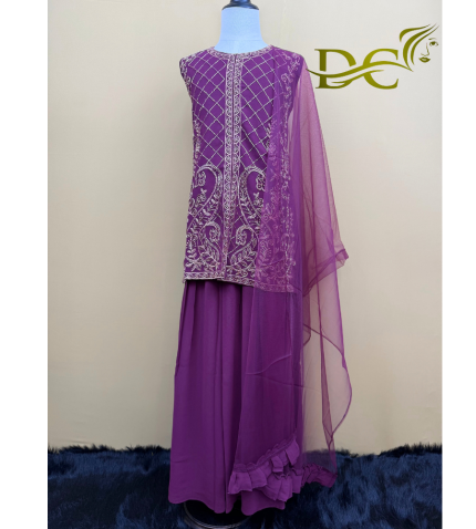 DRAK PURPLE SHARARA SUITS FOR KIDS