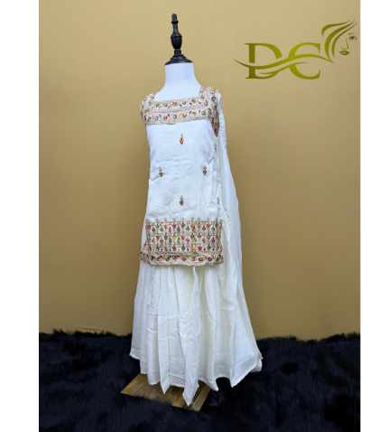 WHITE EMBROIDERED KIDS DRESS